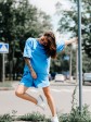 Костюм вільного крою - Футболка, шорти - Софія - Блакитний mini 1