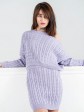 Женский вязаный костюм - Юбка мини и свитер свободного кроя - машинная вязка - "Адель" - Лаванда mini 3
