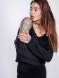 В'язана жіноча кофта - Бавовна - Шерсть - Акрил - "Келлі" - Чорна mini 2