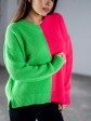 Светр "Кетрін" - OVERSIZE - Вовна - Малина-салатовий mini 