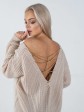 Светр з відкритою спиною oversize - машинна в'язка - "Кайлі" - Бежевий mini 4
