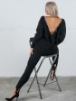 Светр з відкритою спиною oversize - машинне в'язання - "Кайлі" - Чорний mini 1