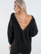 Светр з відкритою спиною oversize - машинне в'язання - "Кайлі" - Чорний mini 3