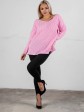 Свитер с открытой спиной oversize - машинная вязка - "Кайли" - Розовый mini 1