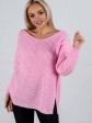 Свитер с открытой спиной oversize - машинная вязка - "Кайли" - Розовый mini 2