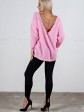 Свитер с открытой спиной oversize - машинная вязка - "Кайли" - Розовый mini 3
