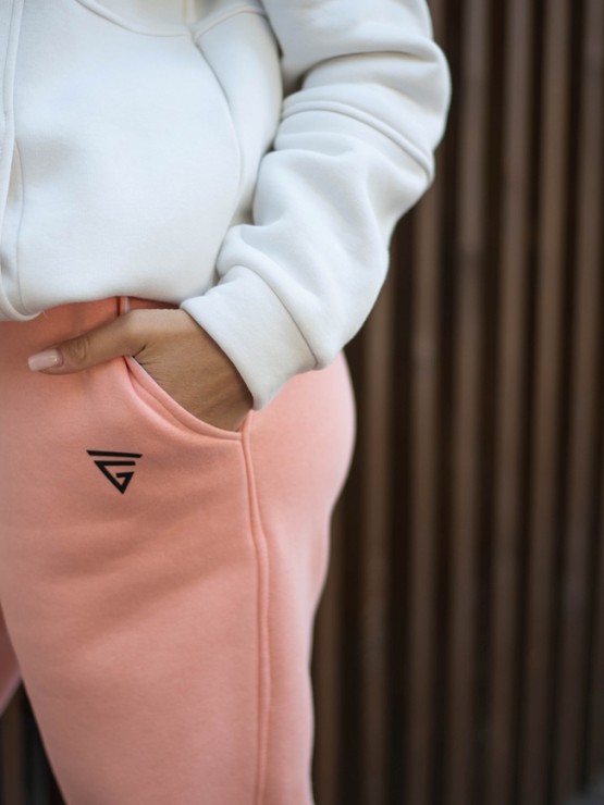 Жіночий спортивний костюм на флісі - "Аврора" - молоко-персик 1