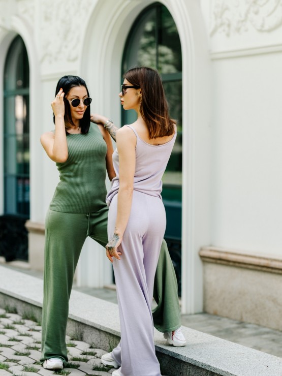 Штани жіночі - вільного крою - машинна в'язка - хакі 3