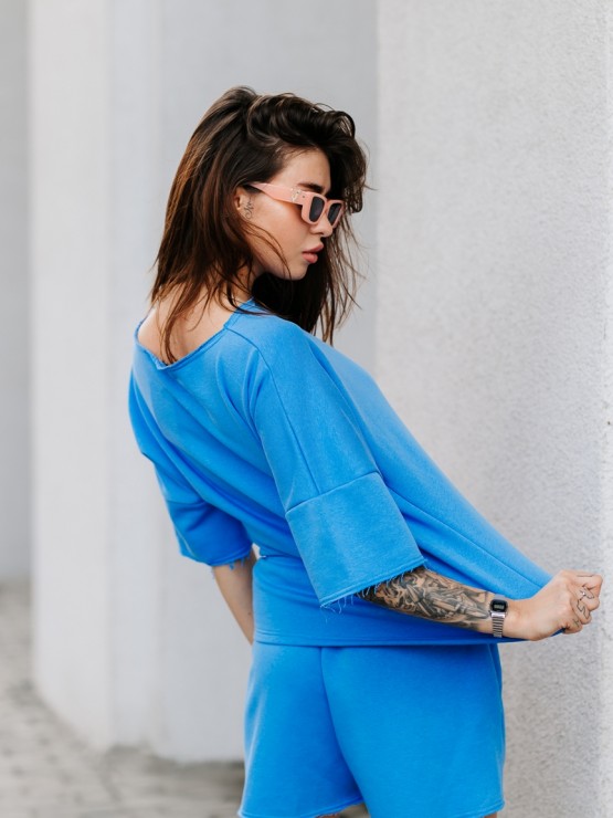 Костюм вільного крою - Футболка, шорти - Софія - Блакитний 2