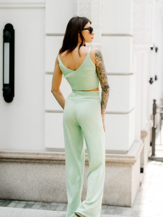 Штани жіночі - вільного крою - машинна в'язка - оливковий 3