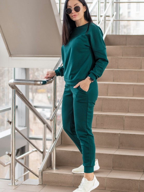 Жіночий костюм вільного крою - Тринітка - «Дженіфер» - Смарагд 2