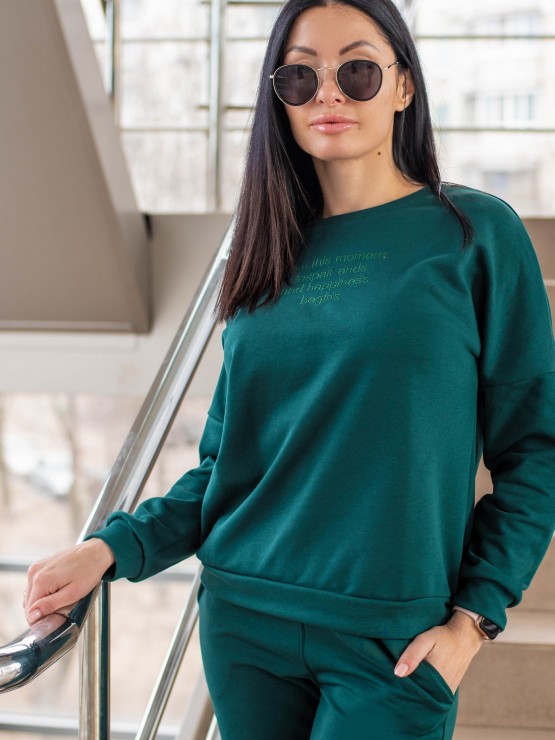 Жіночий костюм вільного крою - Тринітка - «Дженіфер» - Смарагд 3