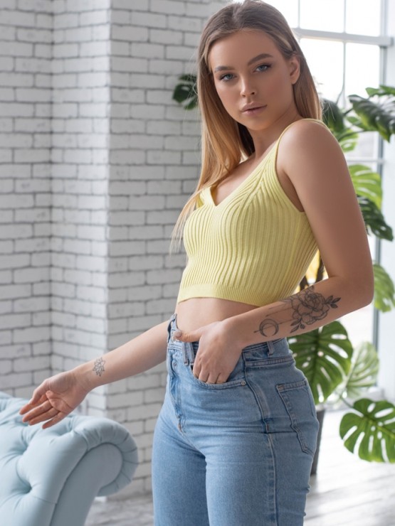 Топ жіночий - Машинна в'язка - Лимонний 