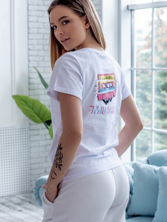 Футболка "Disco" - Бавовна - Бiла  -  принт касета 3