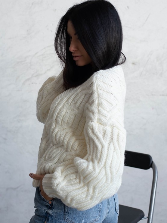 Укорочений кардиган з гудзиками - one size - "FLORA" - Молоко 4