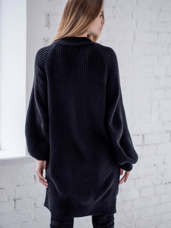 Жіноча туніка з високим горлом - Вовна - Акрил - "Міра" чорний 3