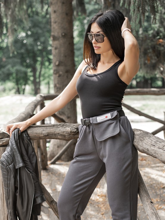 Жіночі штани з кишенею - Тринитка - Графіт 1