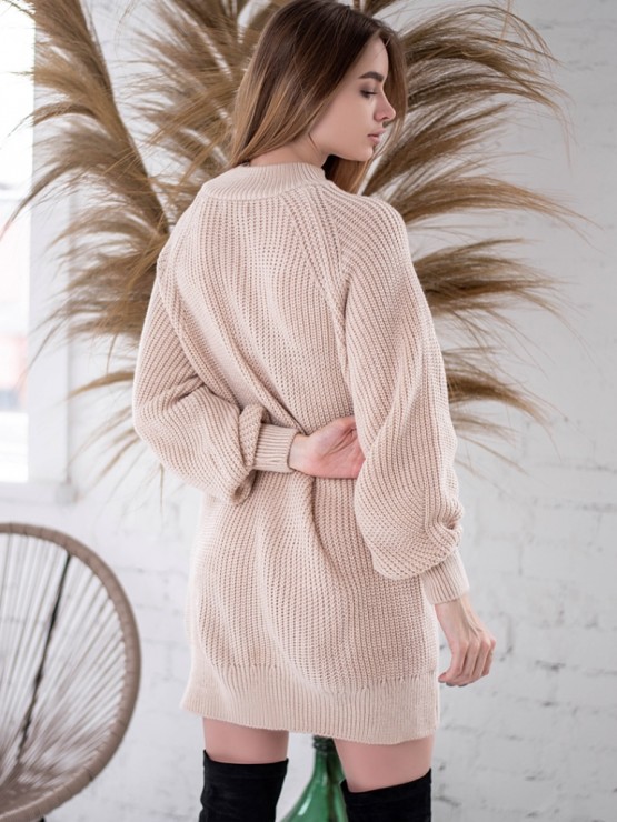 Жіноча туніка з високим горлом - Вовна - Акрил - "Мира" бежевий 7