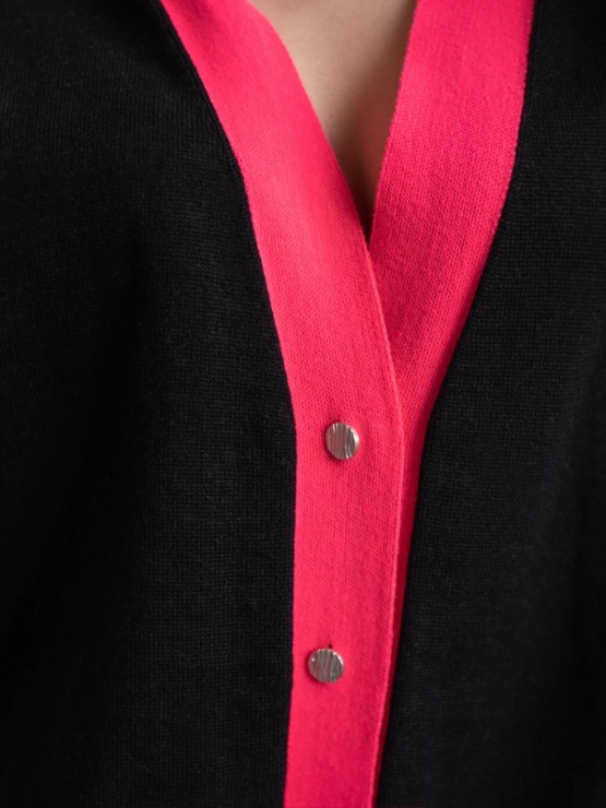 Кардиган з гудзиками - oversize - "Беатріс" - Чорно-малиновий 4