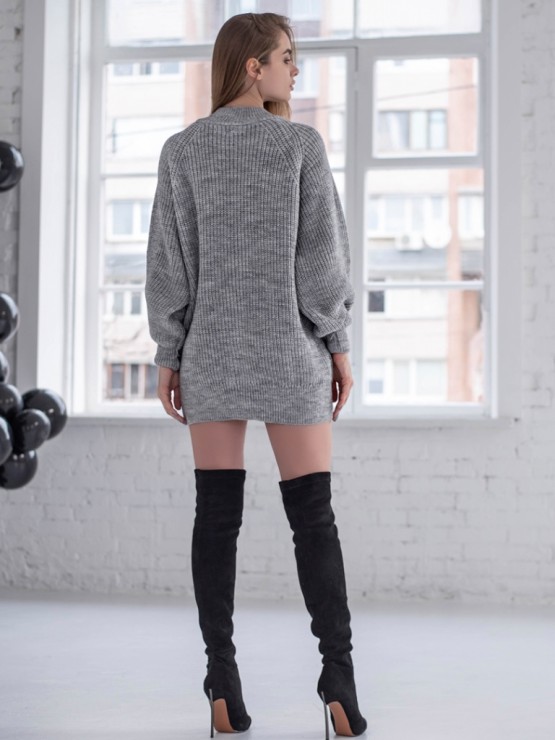 Жіноча туніка з високим горлом - Вовна - Акрил - "Мира" сірий 4