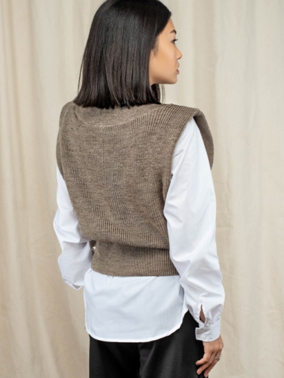 Жилет в’язаний кольору мокко »Лiлi»(Мокко) 1