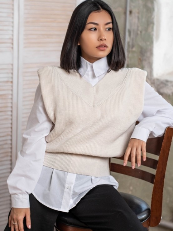 Жилет в’язаний молочний »Лiлi»(Молоко) 