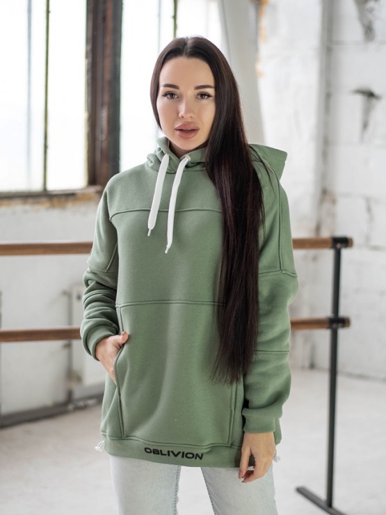 Жіночий худи на флісі з капюшоном Oversize - "Оллі" - хакі 3