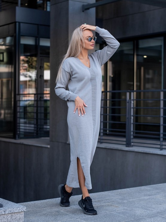 Тепла довга сукня - Машинна в'язка - "Одрі" - Блакитна 1