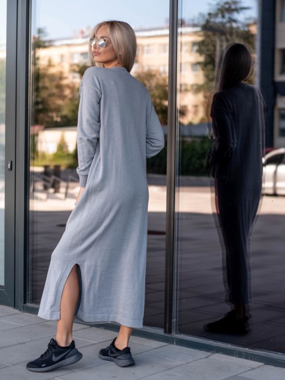 Тепла довга сукня - Машинна в'язка - "Одрі" - Блакитна 4