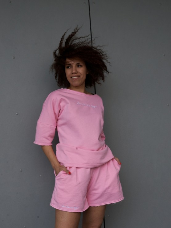 Костюм вільного крою - Футболка, шорти - Софія - Рожевий 6