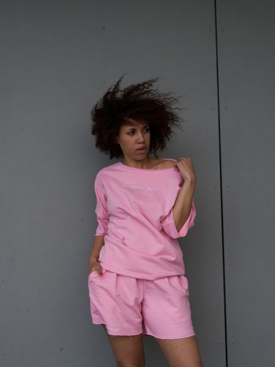 Костюм вільного крою - Футболка, шорти - Софія - Рожевий 9