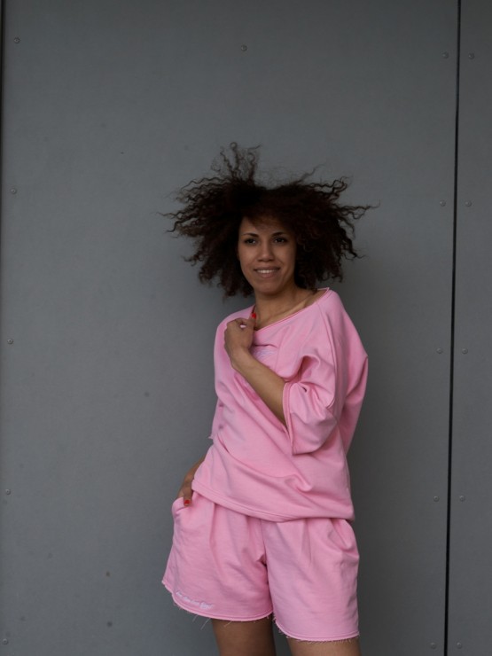 Костюм вільного крою - Футболка, шорти - Софія - Рожевий 10