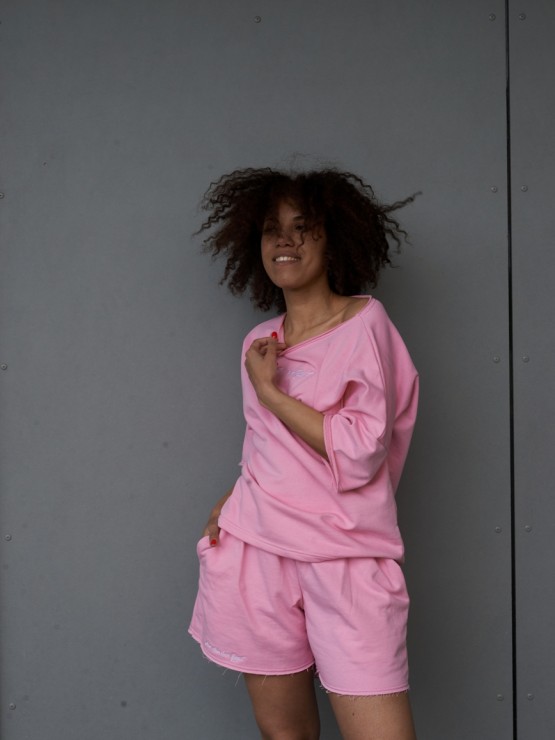 Костюм вільного крою - Футболка, шорти - Софія - Рожевий 11