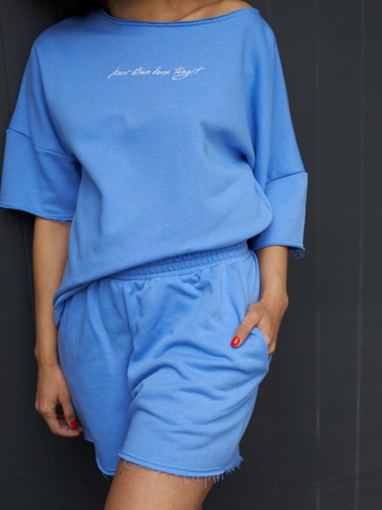 Костюм вільного крою - Футболка, шорти - Софія - Блакитний 8