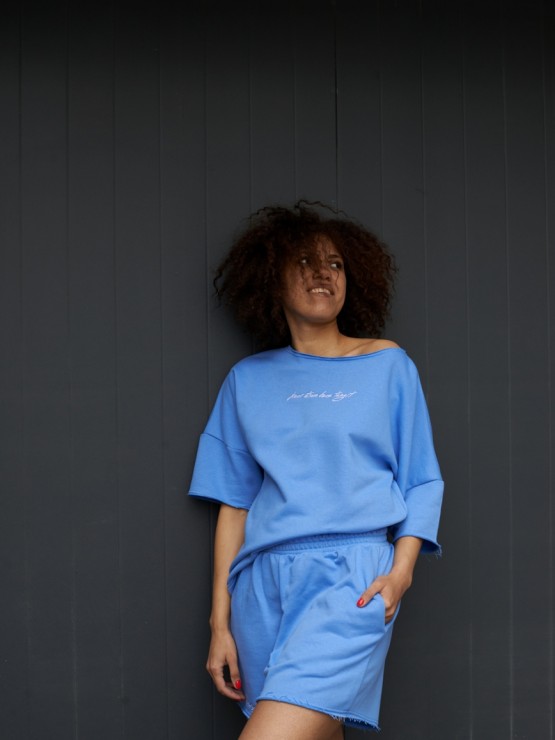 Костюм вільного крою - Футболка, шорти - Софія - Блакитний 9