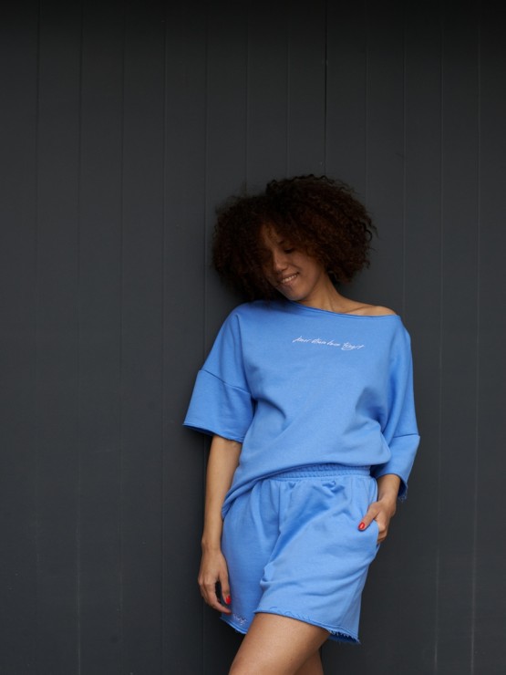 Костюм вільного крою - Футболка, шорти - Софія - Блакитний 10