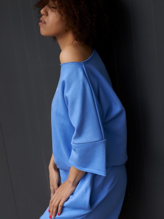 Костюм вільного крою - Футболка, шорти - Софія - Блакитний 3