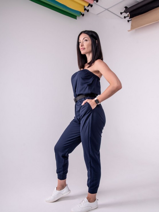 Жіночий комбінезон - літній - трикотаж - «Лія» - Синій 2