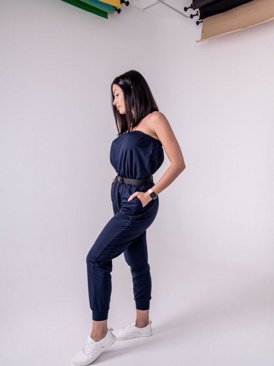 Жіночий комбінезон - літній - трикотаж - «Лія» - Синій 3