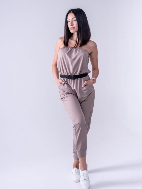 Жіночий комбінезон - літній - трикотаж - «Лія» - Бежевий 