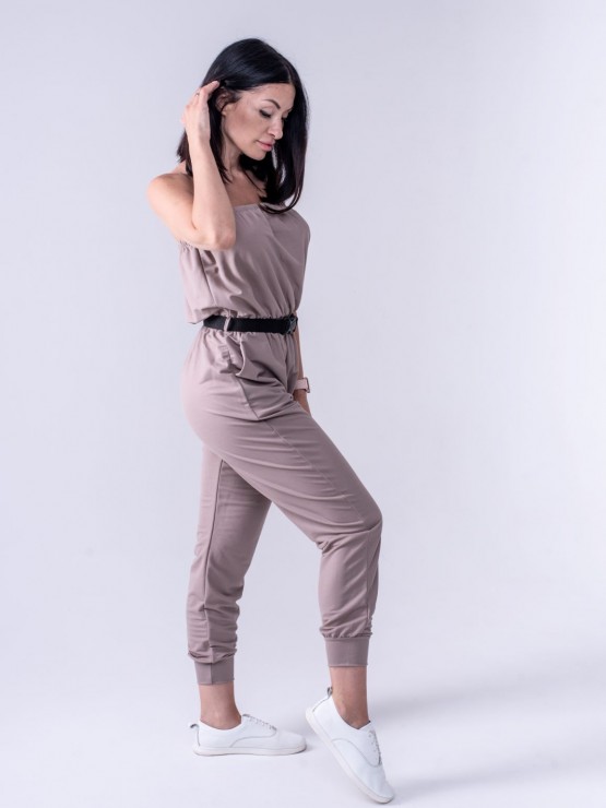 Жіночий комбінезон - літній - трикотаж - «Лія» - Бежевий 2