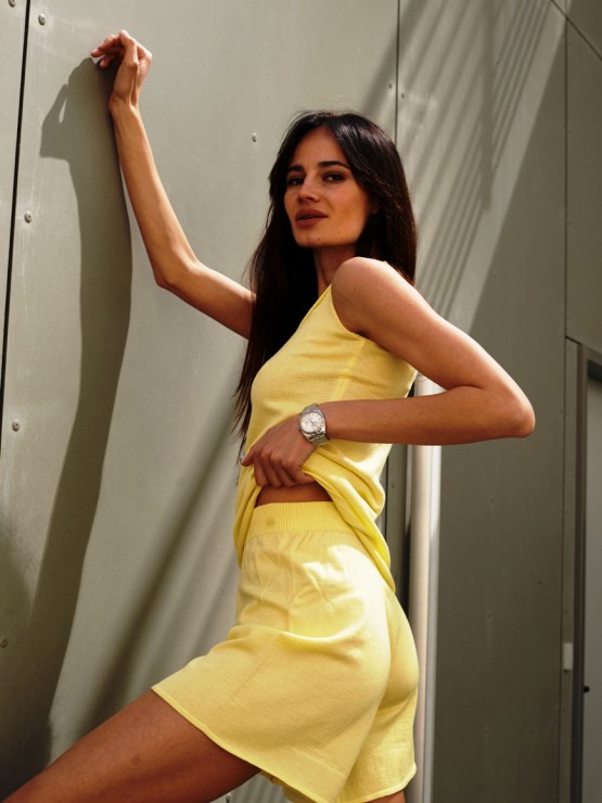 Костюм шорти та майка - Машинна в'язка - "Глорія" - Лимонний 3