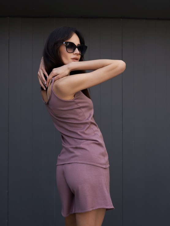 Костюм шорти та майка - Машинна в'язка - "Глорія" - Слива 1