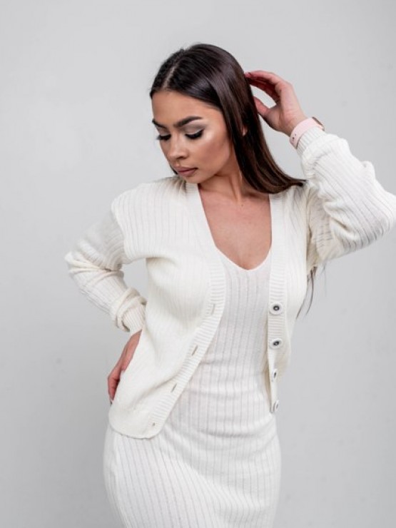 В'язана жіноча кофта "Елізабет" - Молоко 2
