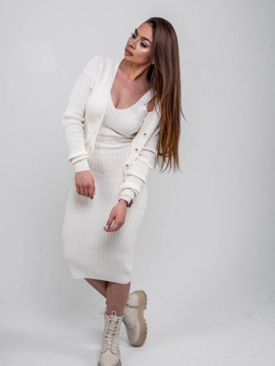 В'язана жіноча кофта "Елізабет" - Молоко 5