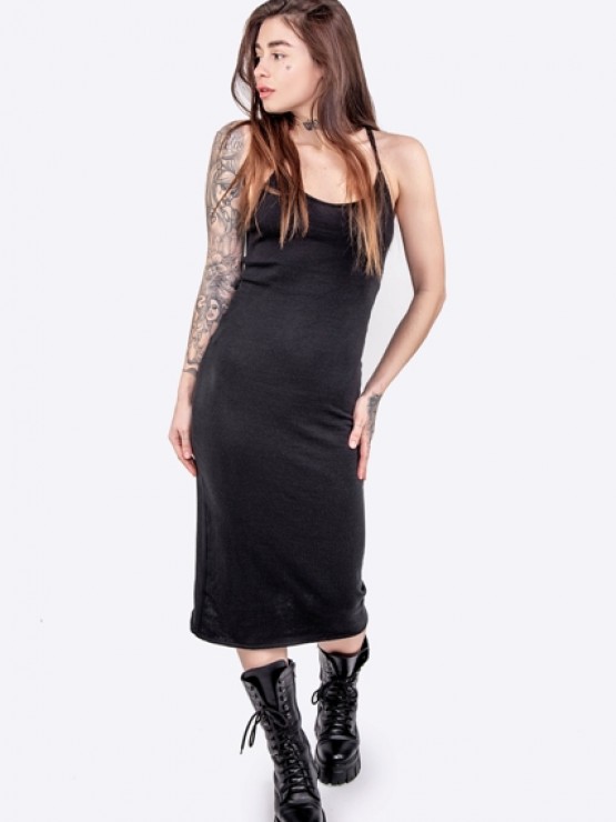 Жіноча сукня з відкритою спиною - машинна в'язка - "Ірис" - Чорна 2