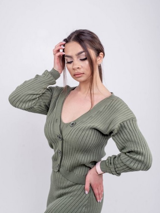 В'язана жіноча кофта "Елізабет" - Хакі 2