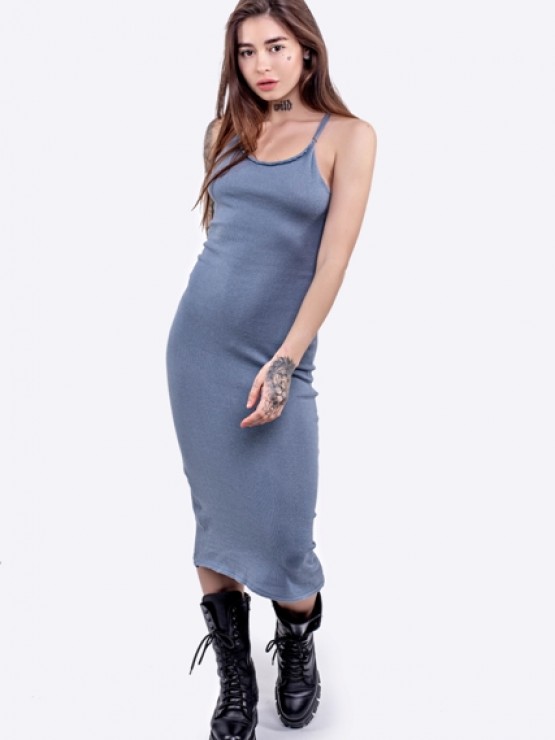 Жіноча сукня з відкритою спиною - машинна в'язка - "Ірис" - Графіт 1