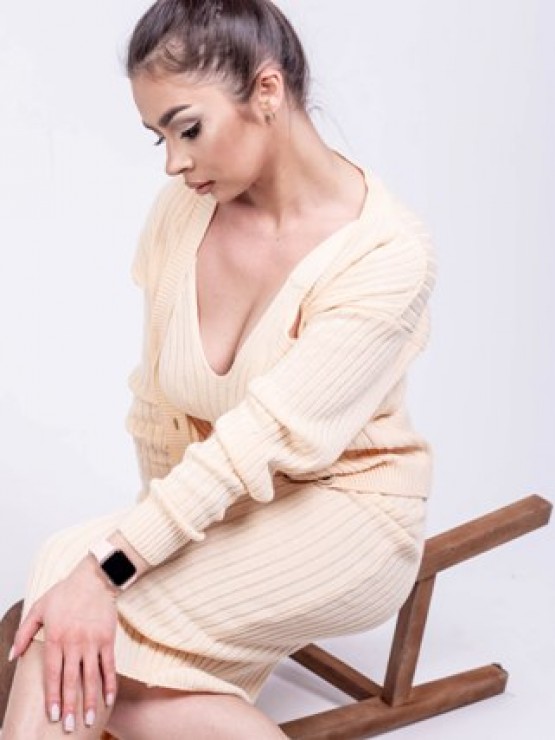 В'язана жіноча кофта "Елізабет" - Персик 2