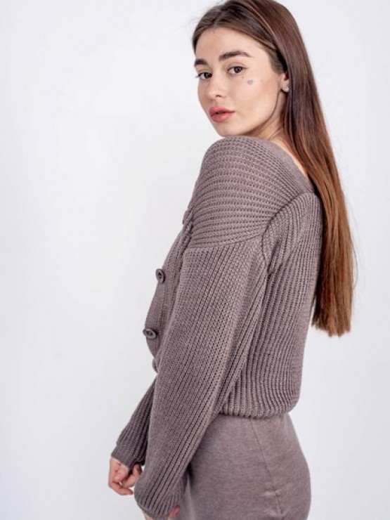 Жіночий костюм - сукня міді з кофтою - машинна в'язка - "Келлі" - Шоколад 5